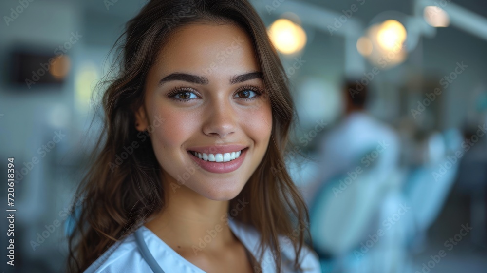a close up of a person with a smile on their face and a person in the background with a chair in the background and a light fixture in the background. a close up of a person with a smile on their face and a person in the background with a chair in the background and a light fixture in the background.