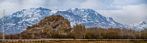 Van castle on a mountain, Turkey photo