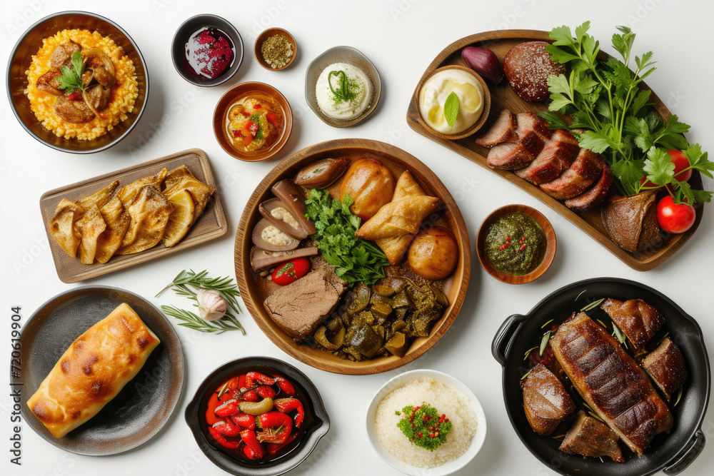 A variety of Georgian dishes, each contributing to a gastronomic symphony