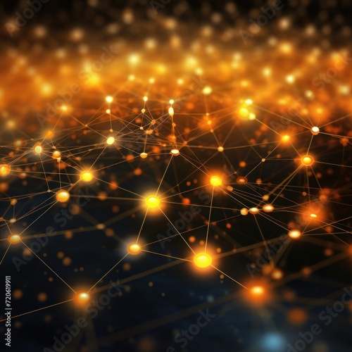 Abstract citrine background with connection and network concept, cyber blockchain