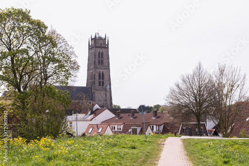 Cityscape of the fortified town of Zaltbommel with a view of St. Martin's Church. photo