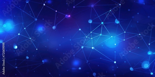 Abstract cobalt background with connection and network concept, cyber blockchain © Michael
