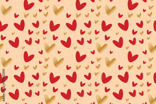 Cute red gold heart seamless pattern lovely romantic Yellow background great Valentine's Day Mother's textiles fabric wallpaper decorative wrapping paper wallpapers polygraphy banners Vector design