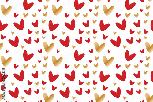 Cute red gold heart isolated seamless pattern lovely romantic background great Valentine's Day Mother's textiles fabric wallpaper decorative wrapping paper wallpapers polygraphy banners Vector design