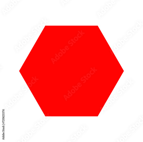 An isolated red Hexagone 