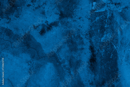 Old wall pattern texture cement blue dark abstract blue color design are light with black gradient background.