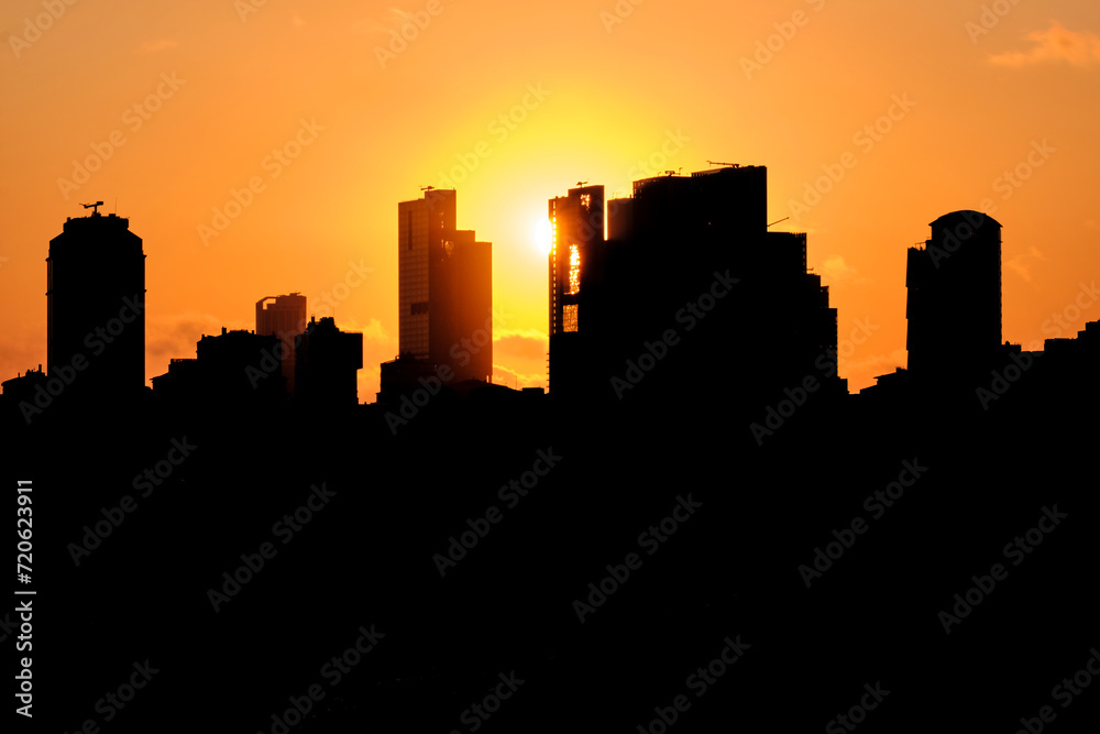 Naklejka premium Istanbul,. View of the European part of the city at sunset