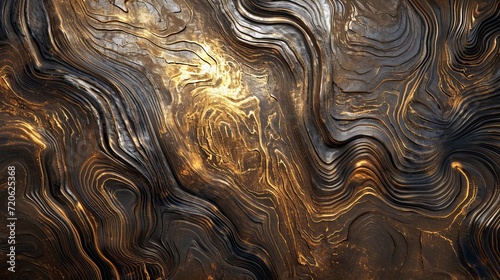 Elegant Swirling Golden and Black Marble Texture