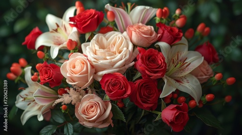 Exquisite Floral Arrangement with Vibrant Red Accents