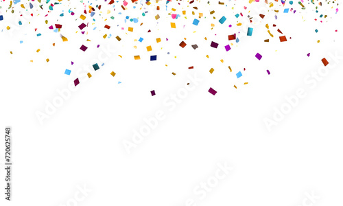 Bright colorful confetti isolated on white background. Falling multicolored confetti png. holiday, birthday.