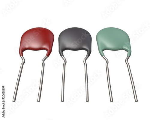 Electronic thermistor 3d rendering closeup 
