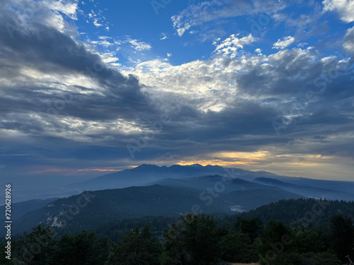 Mt Baldy winter view with clouds blue