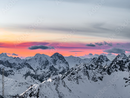 Snowy Mountain Landscape in the Sunset Lights © Landscapes & Nature