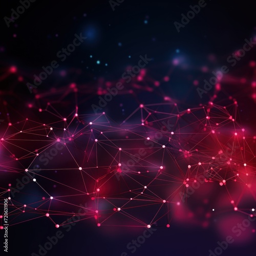 Abstract ruby background with connection and network concept, cyber blockchain