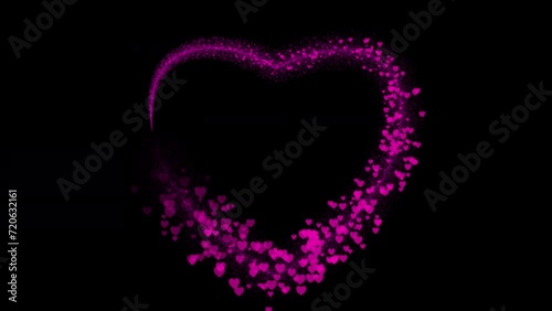 Valentine Day Pink Heart shape frame with particle sparkles for wedding greetings animated photo video love frame 4k loop