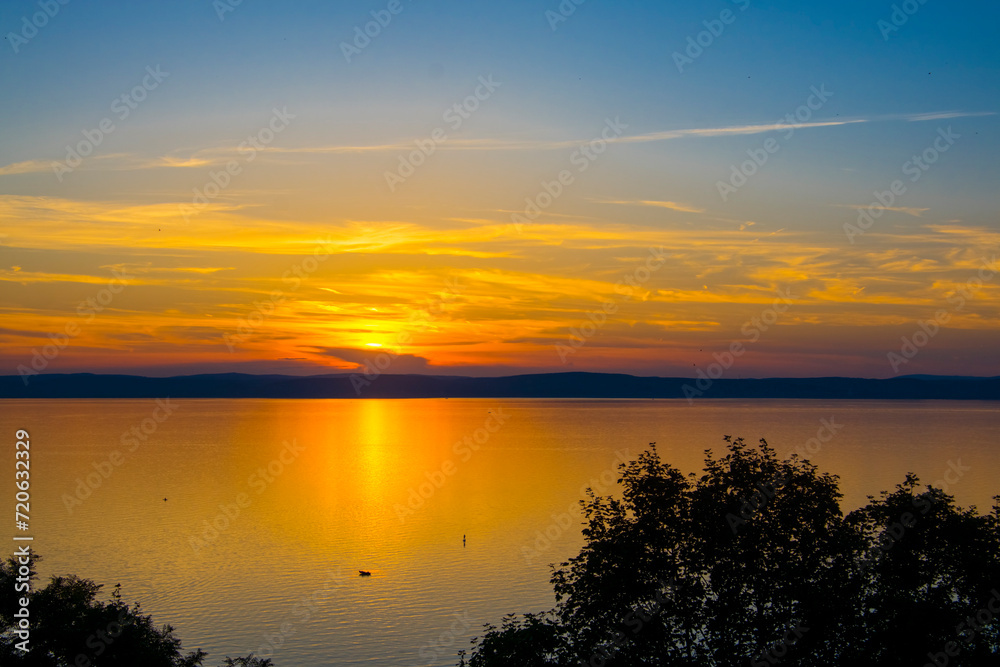 Sunset at Balatonvilagos near the Lake Balaton