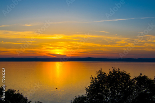 Sunset at Balatonvilagos near the Lake Balaton © belizar