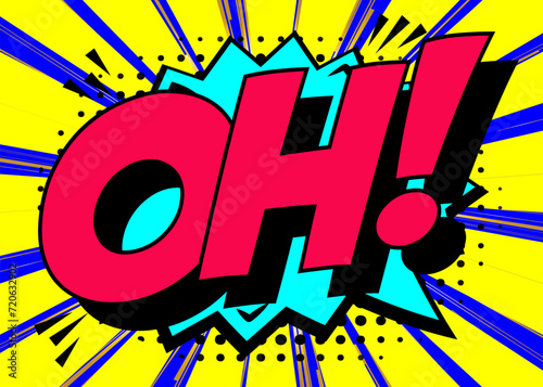 OH comic text on a vibrant yellow sunburst background vector 10 eps