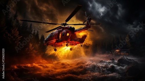 Rescue helicopter in action  a high quality image portraying urgency and heroism photo