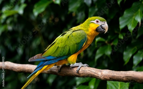 Green parrot bird on a tree branch © Evelyn
