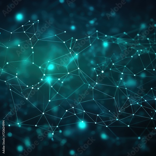 Abstract turquoise background with connection and network concept © Michael