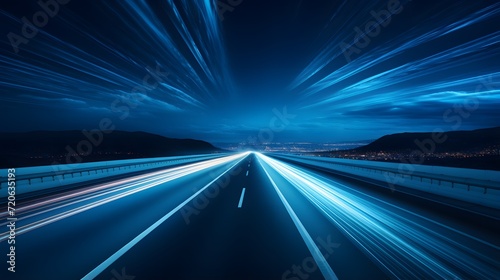 long blue light speed exposure photo