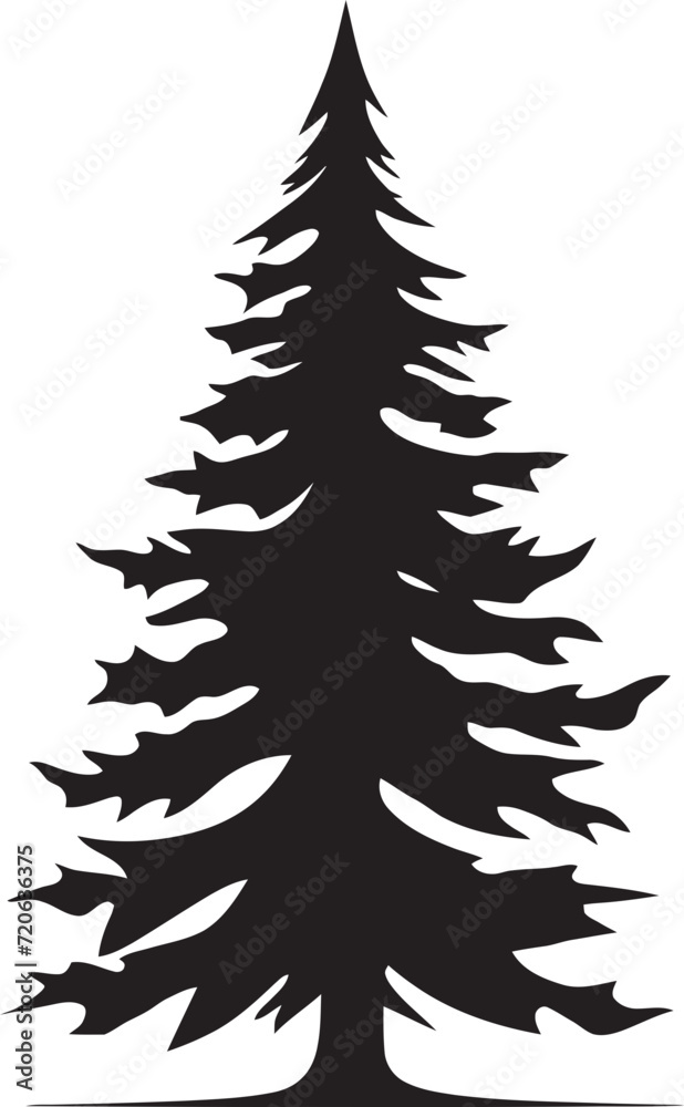 Obraz premium Nordic Evergreen Charm Vector Designs for Scandinavian Decor Silver Bells and Pinecones Vector Icons for Classic Trees