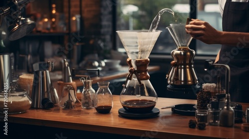 Fotografia Slow pour coffee brewing process, hot coffee
