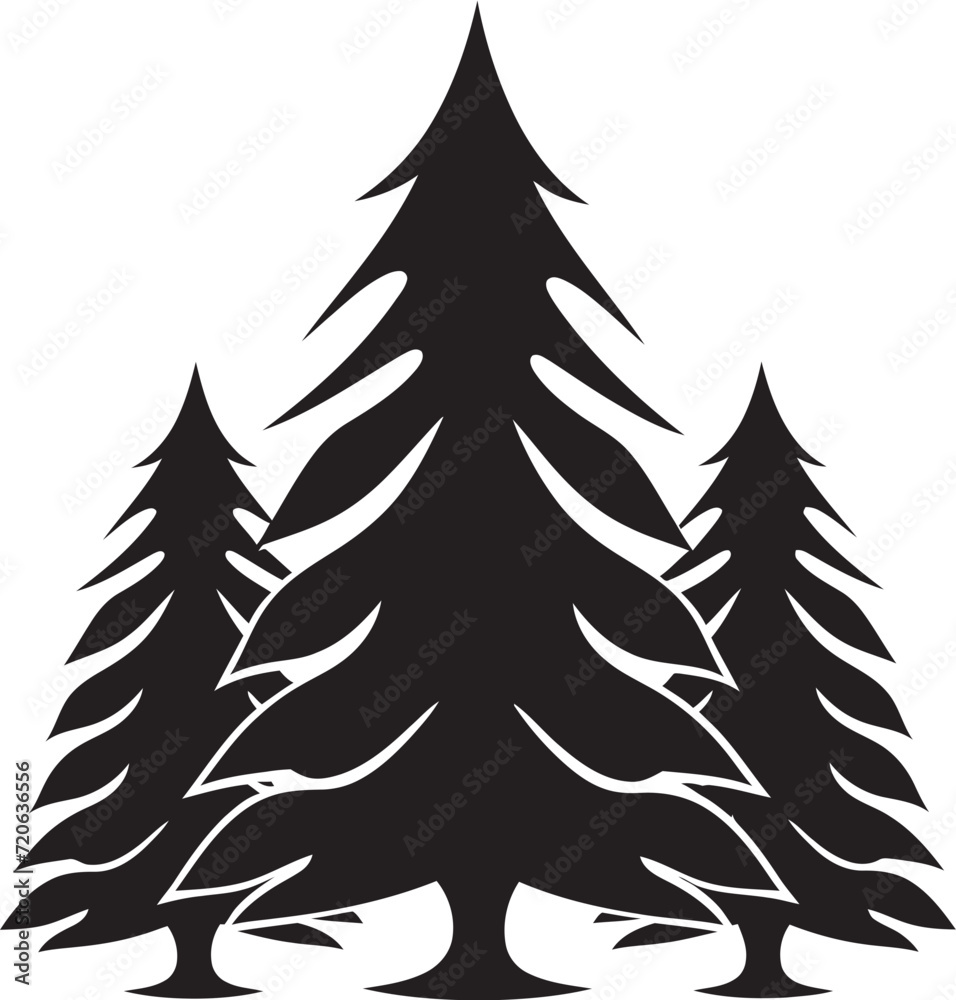 Fototapeta premium North Star Nights Vector Icons for Stellar Christmas Trees Nutmeg and Cinnamon Spruces Christmas Tree Vector Illustrations