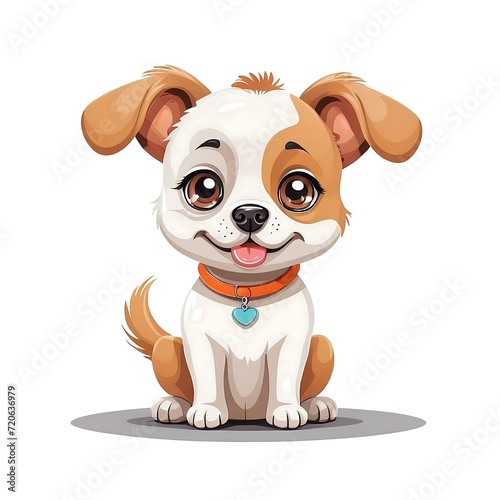 Cute Cartoon dog  Vector illustration dog on a white background.