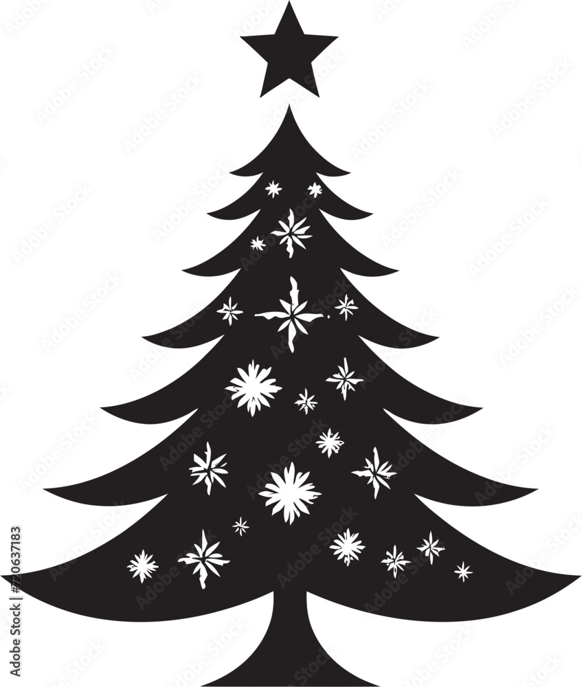 Obraz premium Evergreen Symphony Vector Designs for Harmonious Christmas Trees Mistletoe and Holly Highlights Vector Icons for Traditional Tree Decor