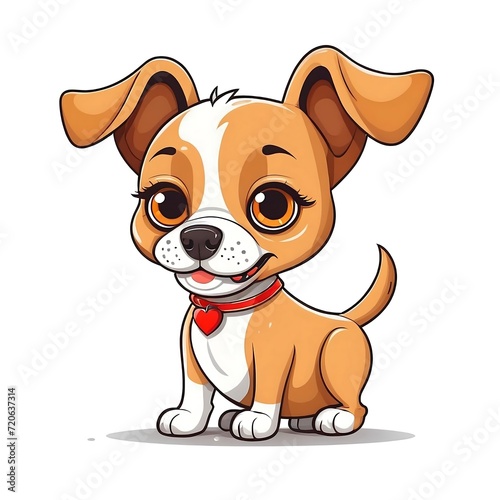 Cute Cartoon dog, Vector illustration dog on a white background.