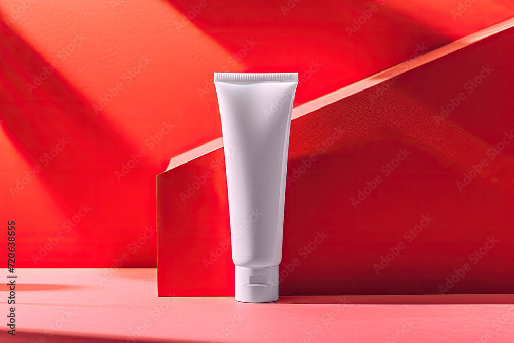 white tube; cream; commercial photo; advertising project; fashionable composition white tube; cream; commercial photo; advertising project; fashionable composition
