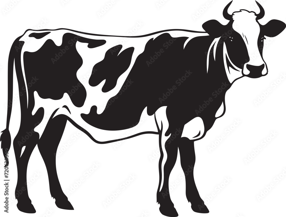 Fototapeta premium Pastoral Charm Full Body Cow Vector Emblem Dairy Dream Elegant Cow Logo Design Element