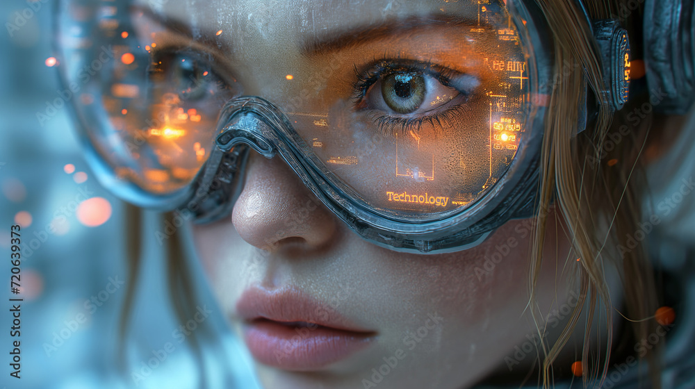 Woman with modern computer technology concept Woman with modern computer technology concept