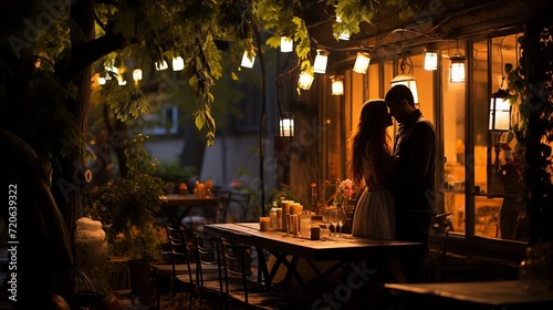 couple in love spends a romantic evening in a restaurant