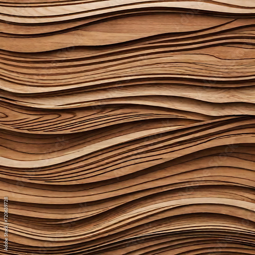 Wood art background - Abstract closeup of detailed organic brown wooden waving waves wall texture banner wall, pattern