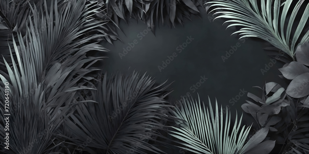 background of tropical leaves on a dark background