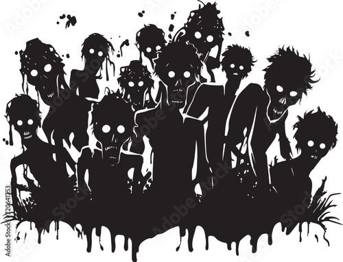 Horror Doodle Harmony Zombies Group Logo Zombie Zaniness Vector Icon of Doodle Zombies