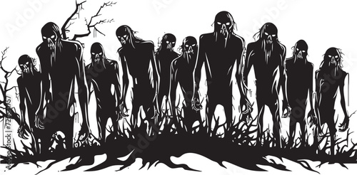 Rotting Rendezvous Zombies Logo Icon Quirky Zombie Crew Doodle Zombies Vector Logo