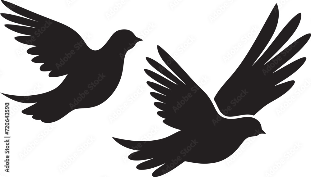 Obraz premium Harmony in Flight Dove Pair Vector Logo Design Lovebird Embrace Vector Icon of a Dove Pair