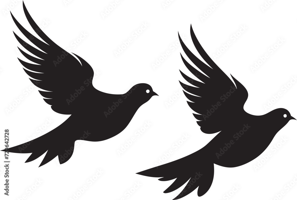 Fototapeta premium Soulful Soar Vector Icon of a Dove Pair Winged Unity Dove Pair Emblem Design