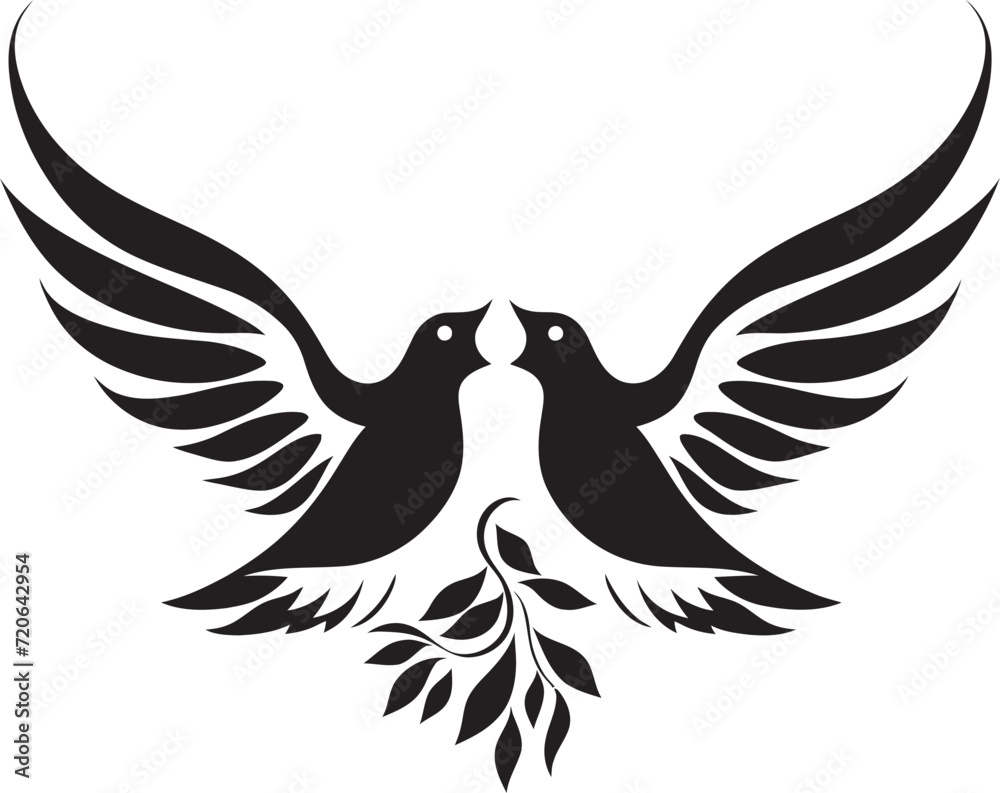 Obraz premium Wings of Unity Vector Icon of a Dove Pair Eternal Serenity Dove Pair Design Element