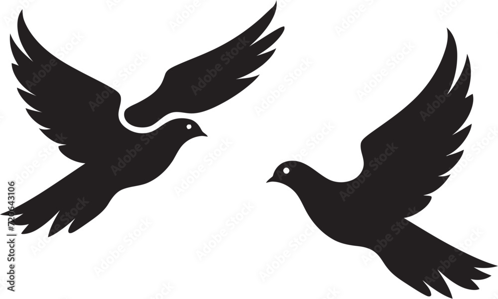 Obraz premium Loves Flight Path Vector Icon of a Dove Pair Fluttering Affection Dove Pair Emblem Design