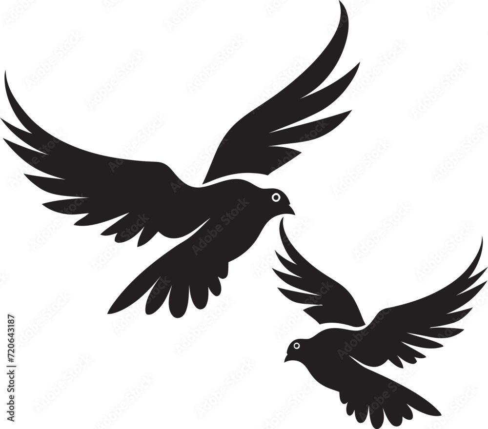Flight of Love Dove Pair Vector Emblem Heavenly Harmony Vector Logo of a Dove Pair