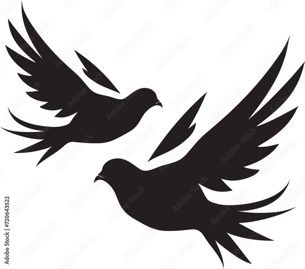 Fototapeta premium Gentle Companions Dove Pair Design Element Eternal Serenity Vector Emblem of a Dove Pair
