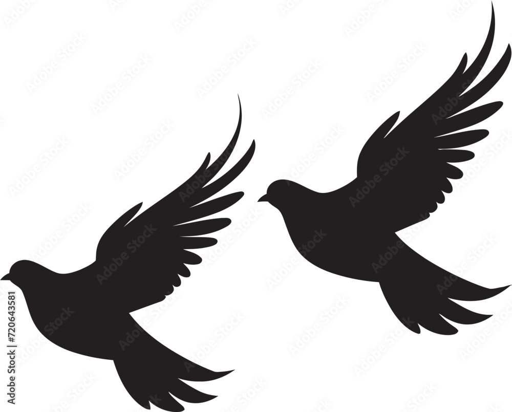 Obraz premium Endless Embrace Dove Pair Vector Logo Winged Whispers Vector Icon of a Dove Pair