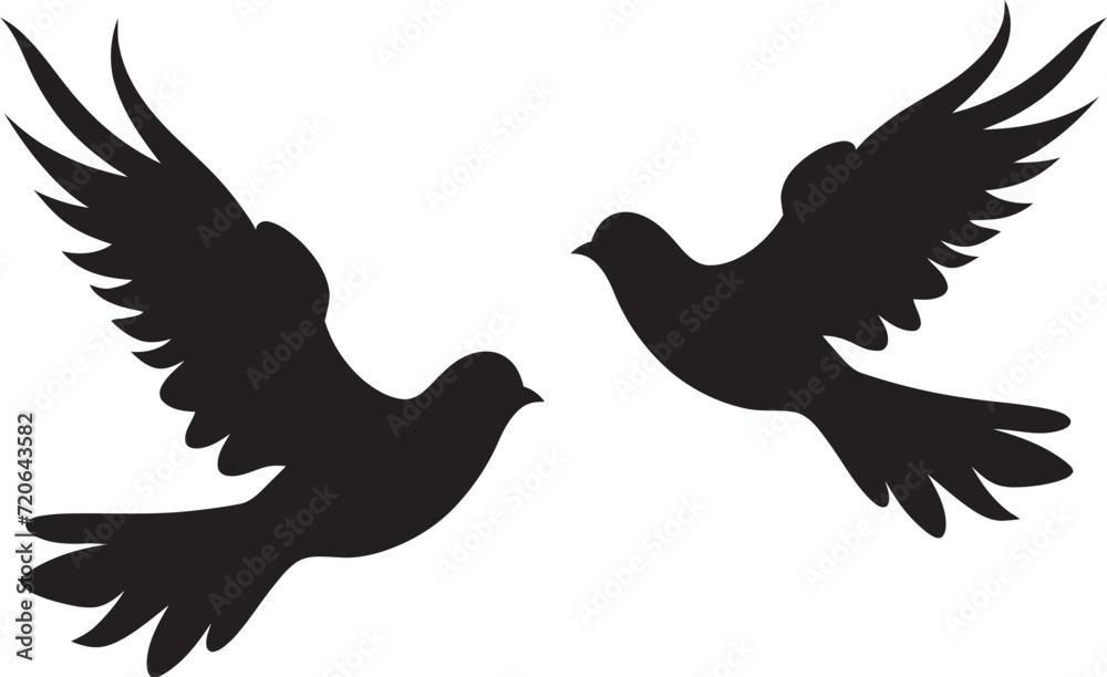Obraz premium Winged Whispers Vector Icon of a Dove Pair Love in Flight Dove Pair Design Element