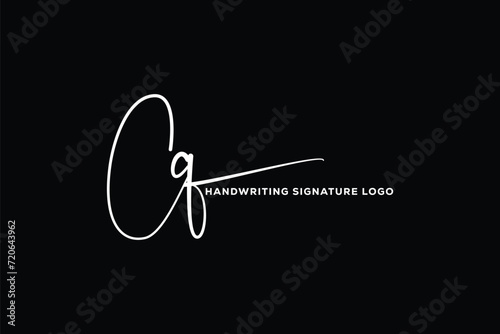 CQ initials Handwriting signature logo. CQ Hand drawn Calligraphy lettering Vector. CQ letter real estate, beauty, photography letter logo design.