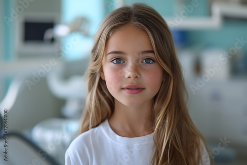girl at the doctor's appointmen, child sitting in a dental chair,medical concepts